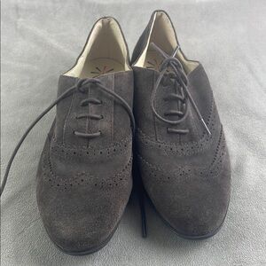 Isaac Mizrahi Dark Brown Suede Oxford Flats